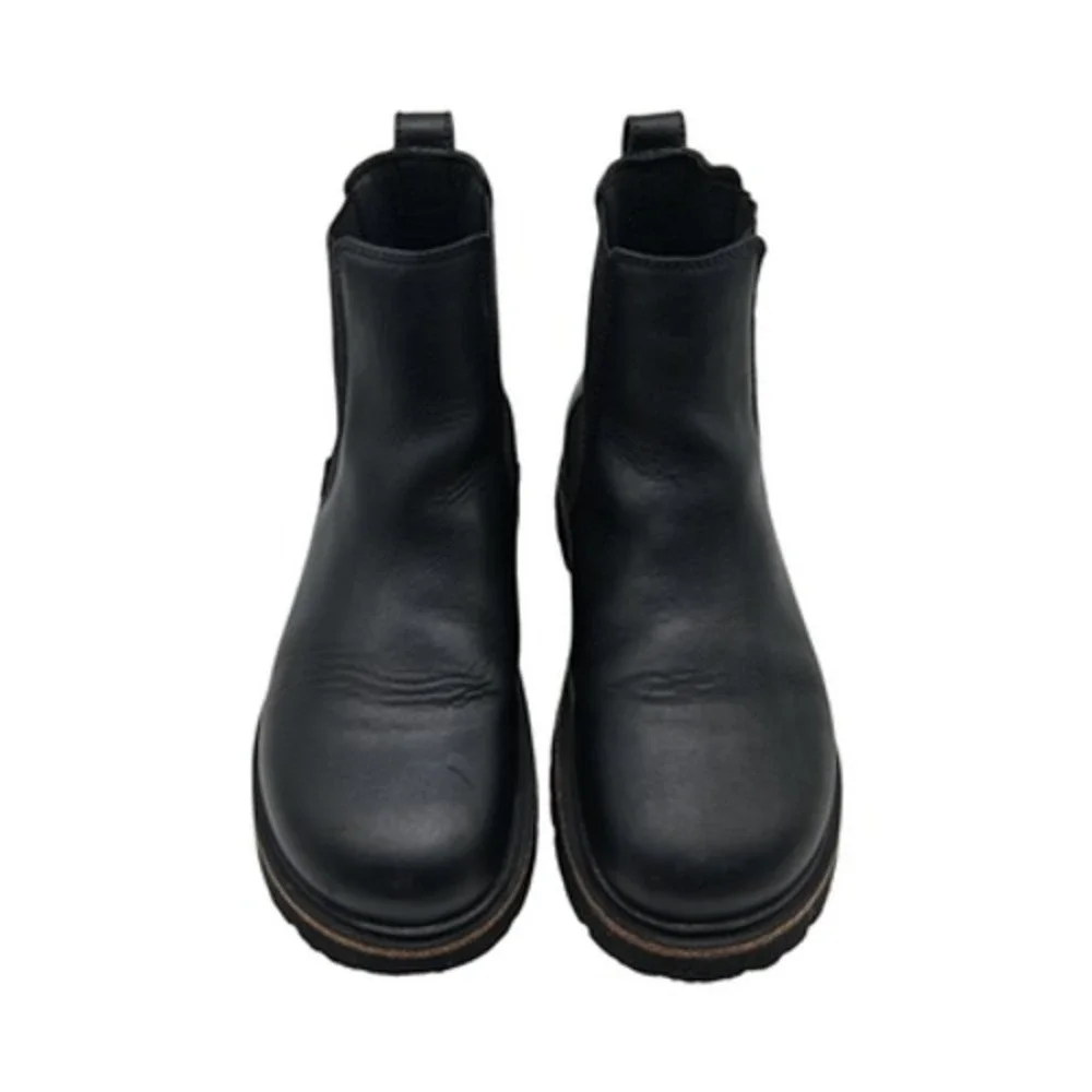 Birkenstock Boots Womens Size 9 Black Leather Chelsea Ankle Lug Sole Pull On